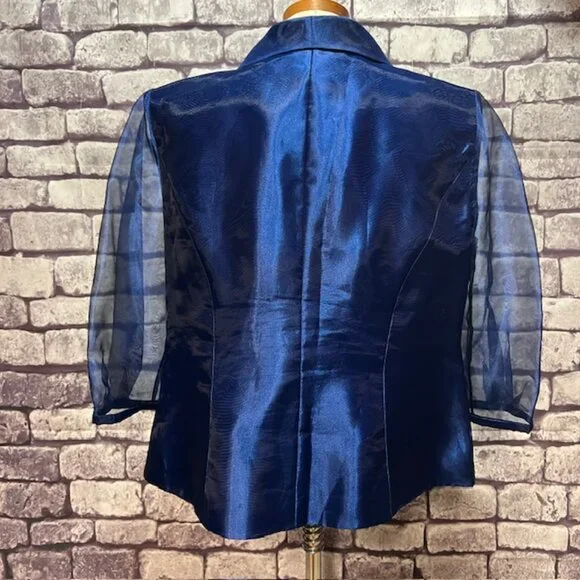 Alex Evenings Blue Shimmer 3/4 Sleeve Blouse Size 1X - Picture 6 of 9